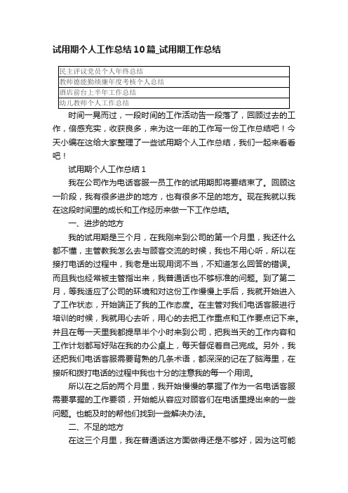 试用期个人工作总结10篇_试用期工作总结