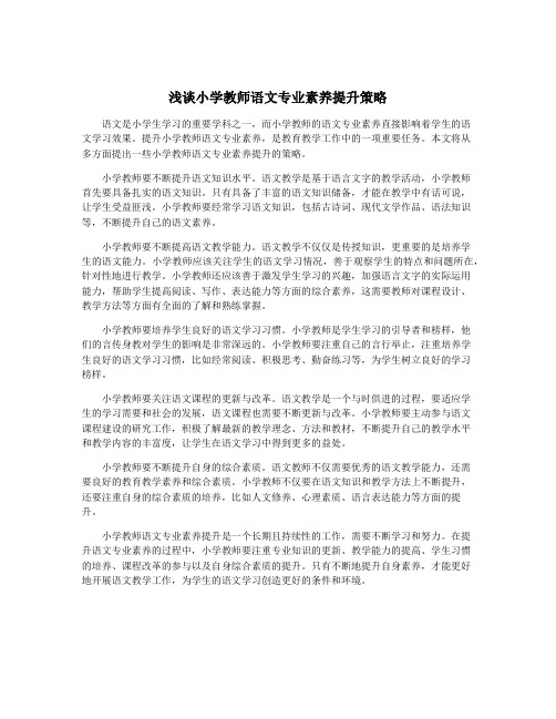 浅谈小学教师语文专业素养提升策略