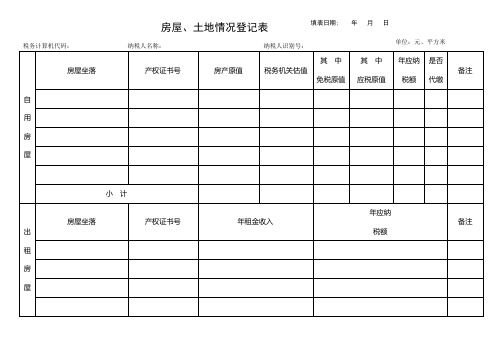 房屋、土地情况登记表