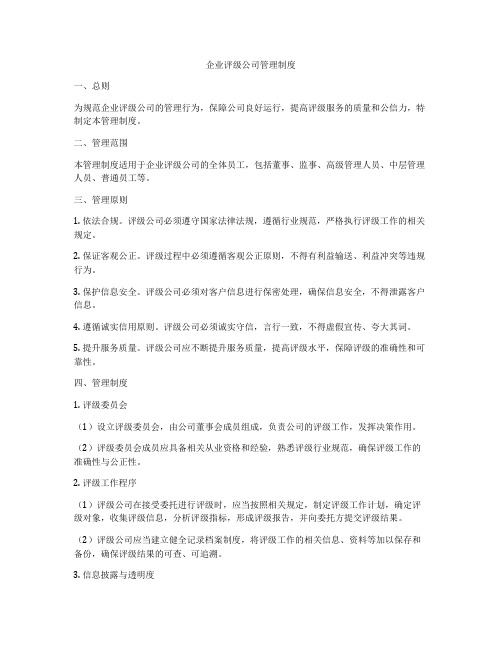 企业评级公司管理制度