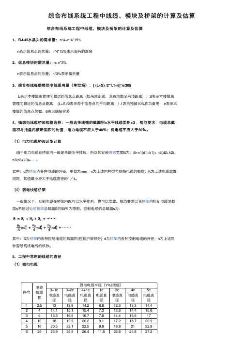 综合布线系统工程中线缆、模块及桥架的计算及估算