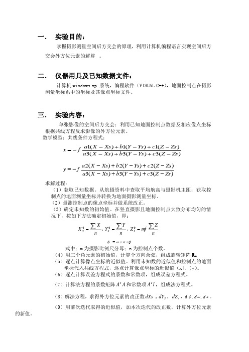 空间后方交会程序