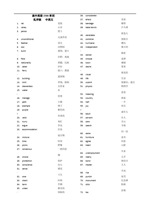 高考英语单词3500-(乱序版)【中英文】