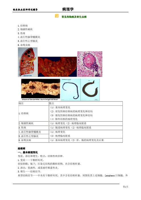临床执业医师考试辅导材料:《病理学》常见传染病及寄生虫病