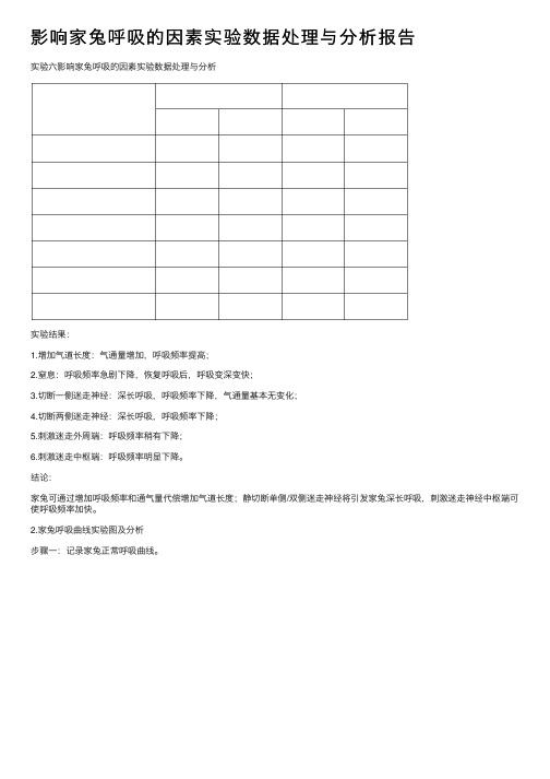 影响家兔呼吸的因素实验数据处理与分析报告