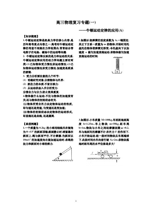 专题一：牛顿运动定律的应用A