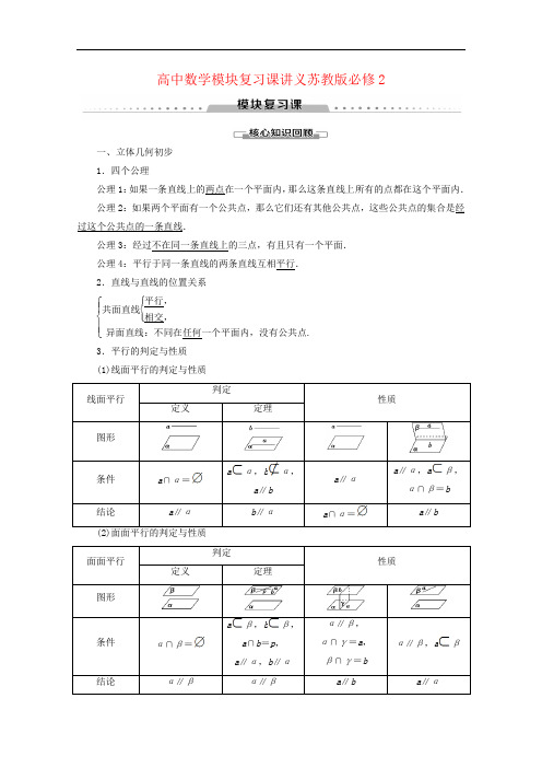 高中数学模块复习课讲义苏教版必修2