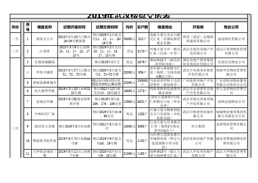 2019年武汉楼盘交房表