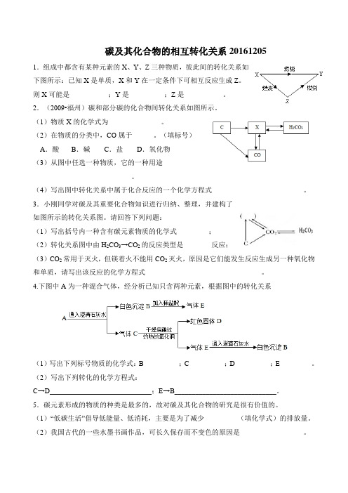 碳及其化合物的相互转化关系20161205