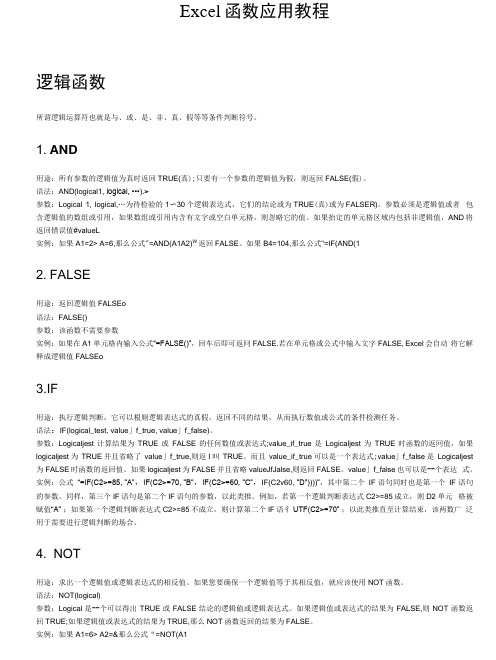 Excel函数用途、参数、用法速查表.docx