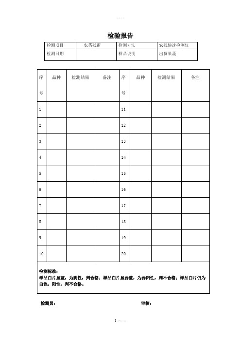 农残检测表格