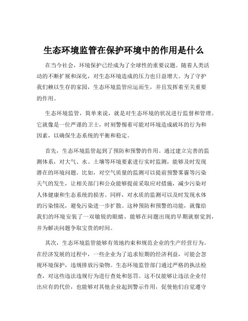 生态环境监管在保护环境中的作用是什么