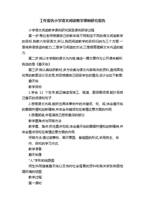 工作报告小学语文阅读教学课例研究报告