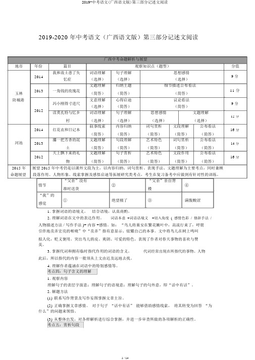 2019-中考语文(广西语文版)第三部分记叙文阅读