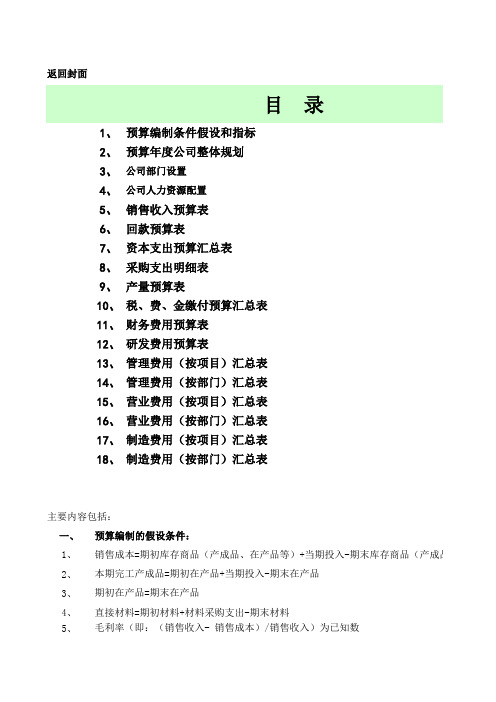 企业—全面预算编制 表格