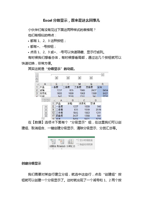 Excel分级显示，原来是这么回事儿