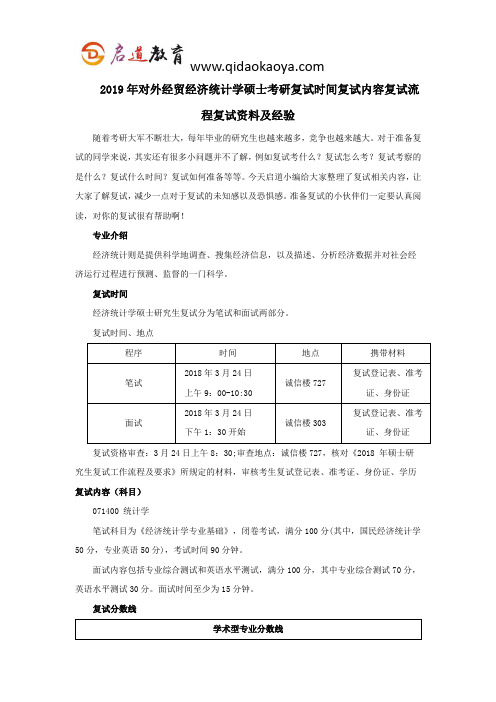 2019年对外经贸经济统计学硕士考研复试时间复试内容复试流程复试资料及经验