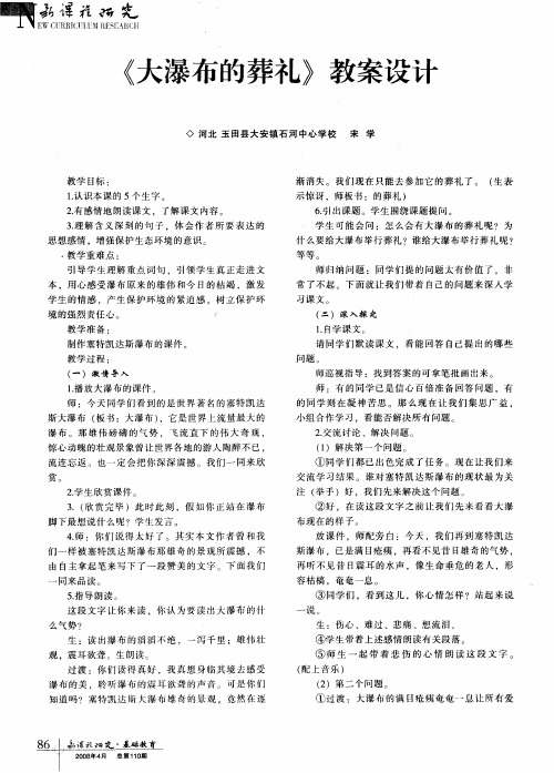 《大瀑布的葬礼》教案设计