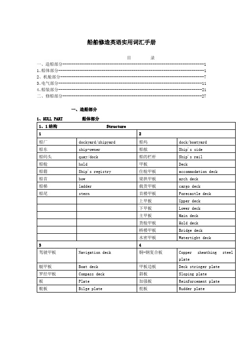 船舶修造英语实用词汇手册