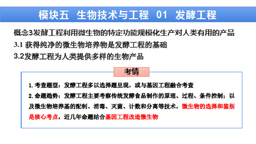 模块五生物技术与工程01 发酵工程-2023年高考生物二轮复习课件