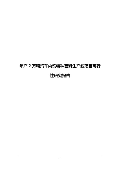 【报审完整版】年产2万吨汽车内饰特种面料生产线项目可行性研究报告