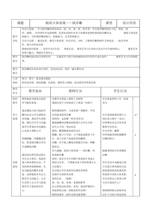 纸的立体表现纸浮雕