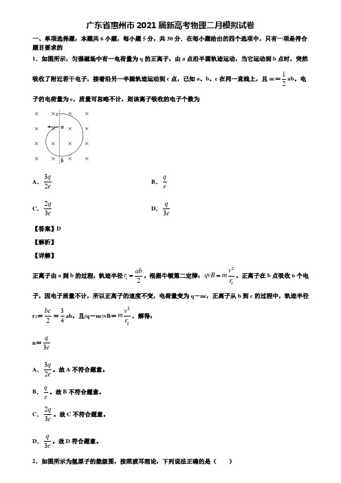 广东省惠州市2021届新高考物理二月模拟试卷含解析