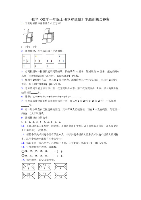 数学《数学一年级上册竞赛试题》专题训练含答案