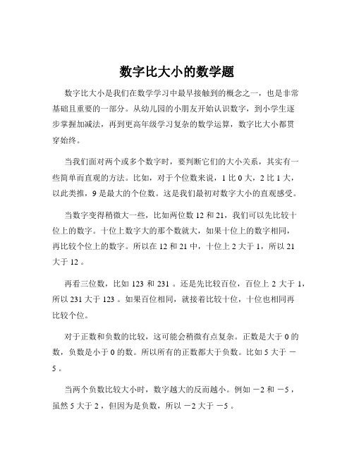 数字比大小的数学题