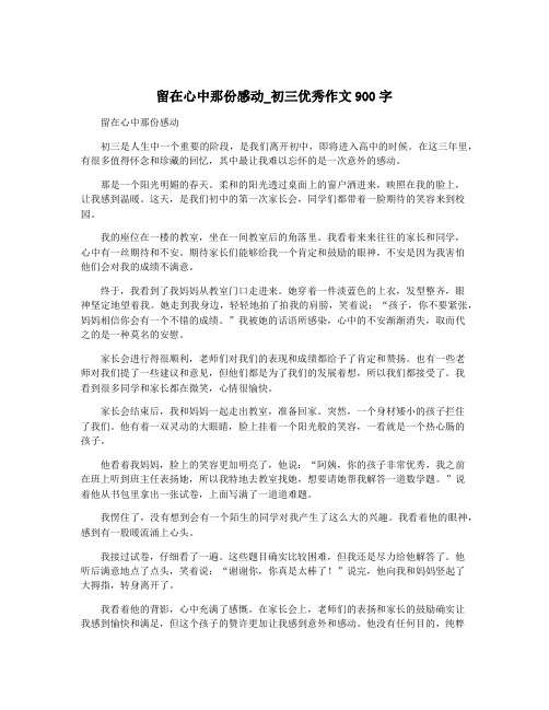 留在心中那份感动_初三优秀作文900字