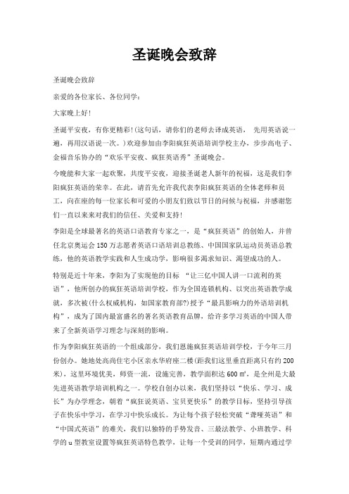 最新-圣诞晚会致辞 精品