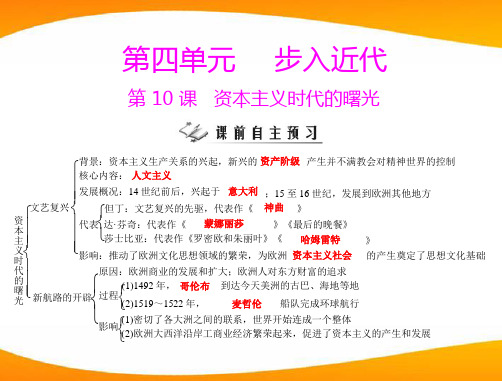九年级历史上册 第四单元 第10课 资本主义时代的曙光 配套课件 人教新课标版