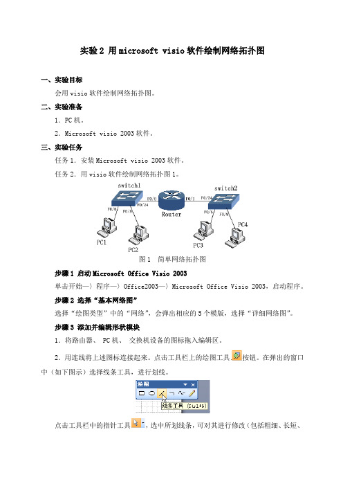 实验 2 用microsoft visio 软件绘制网络拓扑图