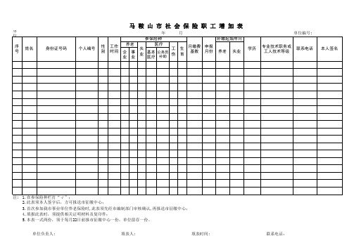 社会保险职工增加表