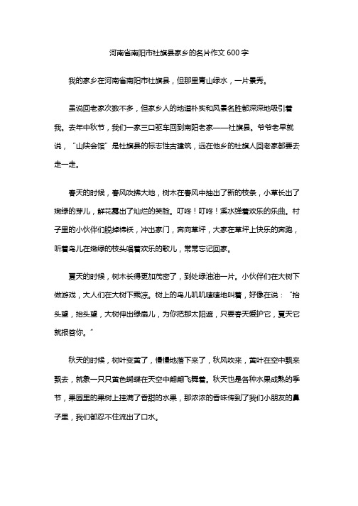 河南省南阳市社旗县家乡的名片作文600字