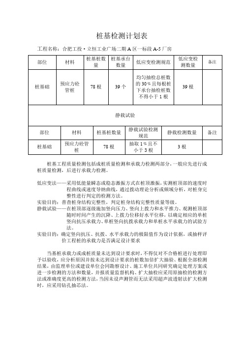 桩基检测计划表