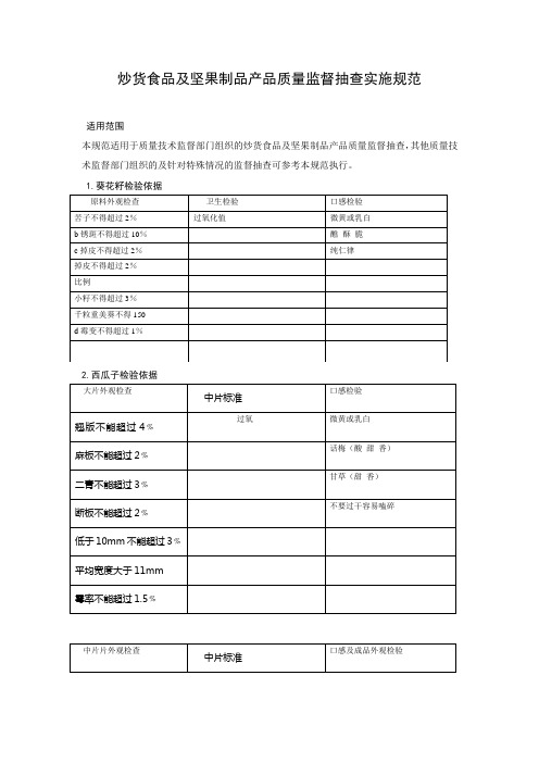 瓜子原料质量检验方案