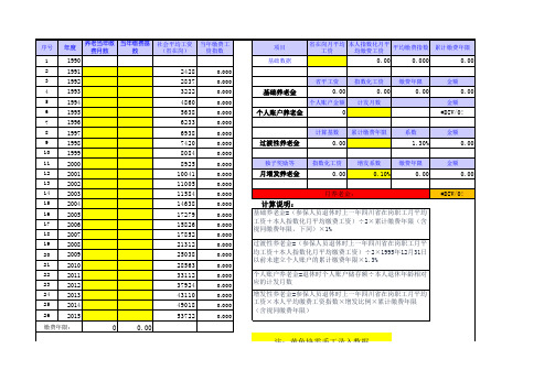 成都市企业职工退休金计算表-2015版