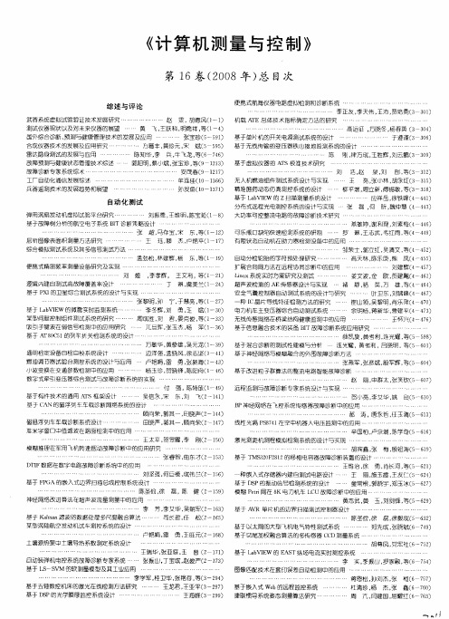 《计算机测量与控制》第16卷(2008年)总目次