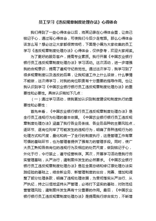 员工学习《违反规章制度处理办法》心得体会