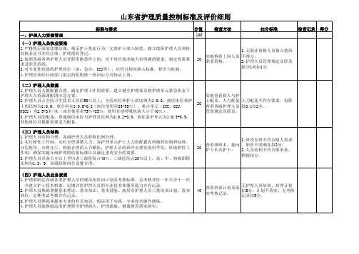 山东省护理质量检查评分标准 