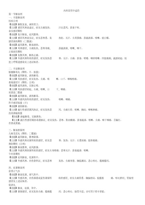 【精选】药师中成药总结笔记