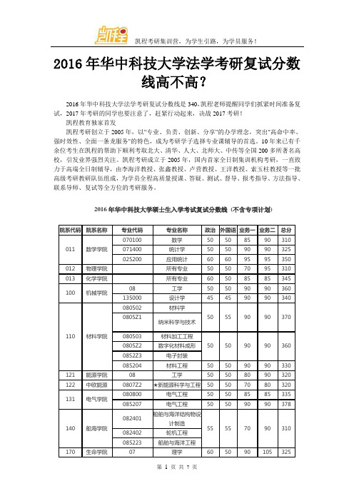 2016年华中科技大学法学考研复试分数线高不高？