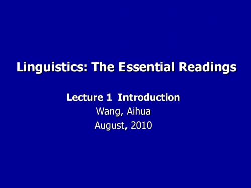 Lecture 1 introduction