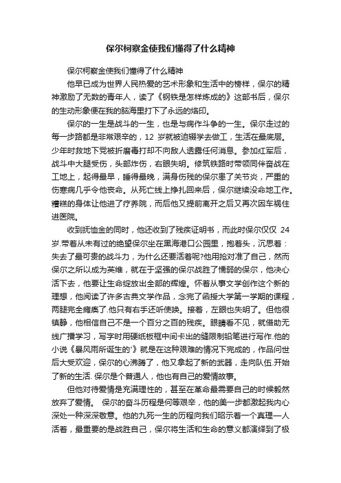 保尔柯察金使我们懂得了什么精神