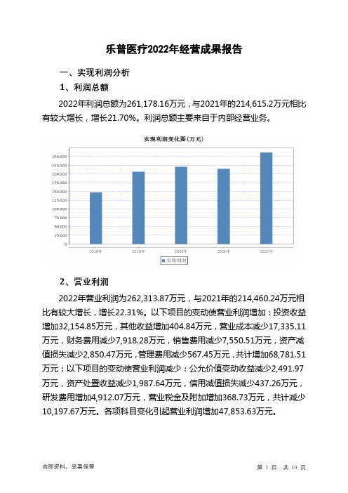 300003乐普医疗2022年经营成果报告