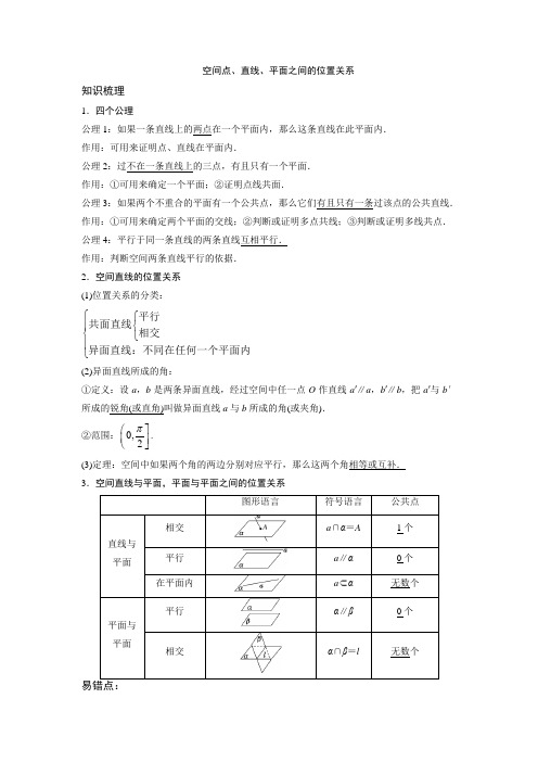 空间点、直线、平面之间的位置关系