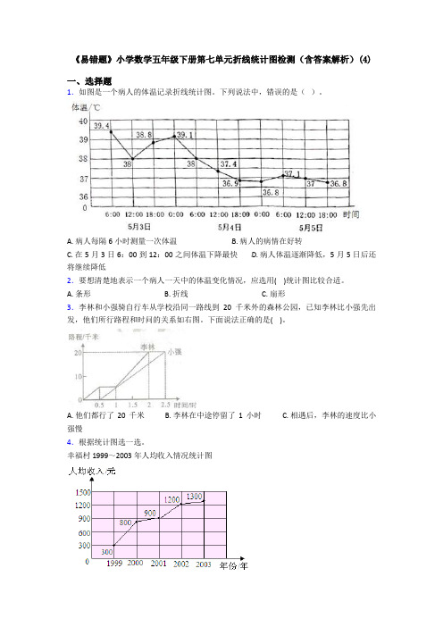 《易错题》小学数学五年级下册第七单元折线统计图检测(含答案解析)(4)