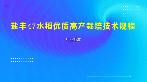 盐丰47水稻优质高产栽培技术规程