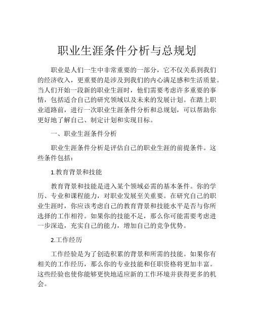 职业生涯条件分析与总规划